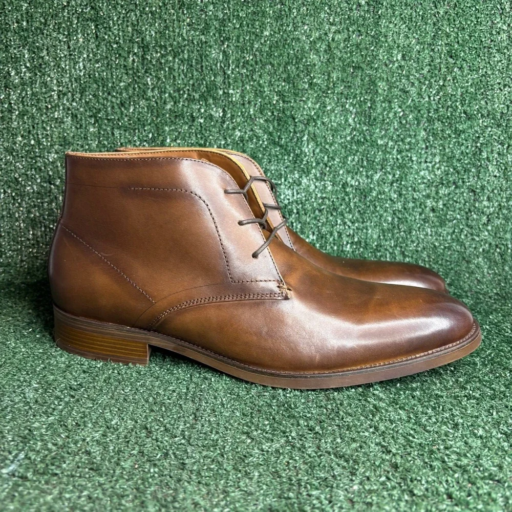 NEW Steve Madden Molcalm Leather Lace Up Dress Chukka Ankle Boots Brown Mens 13M